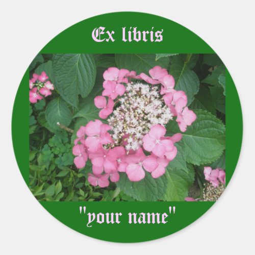 Ex Libris Pink Hydrangea Stickers to Customize