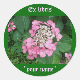 Ex Libris Pink Hydrangea Stickers to Customize