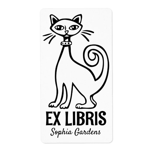 Ex Libris - Retro Cat Label (Front)