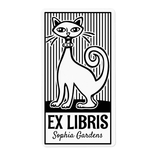 Ex Libris - Retro Cat v2 Label (Front)