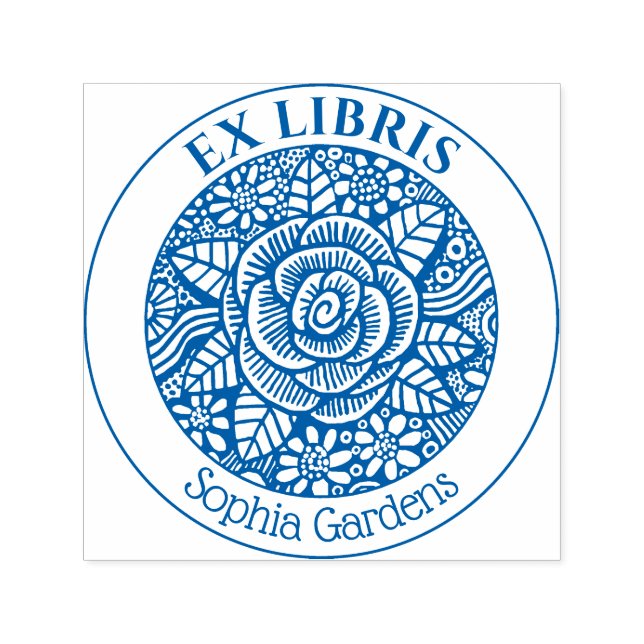 Ex Libris - Rose Drawing Self-inking Stamp (Design)