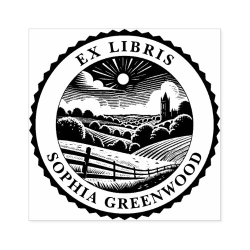 Ex Libris _ Rural Landscape 03 Rubber Stamp