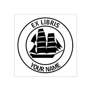 Ex libris sailing ship  bookplate rubber stamp
