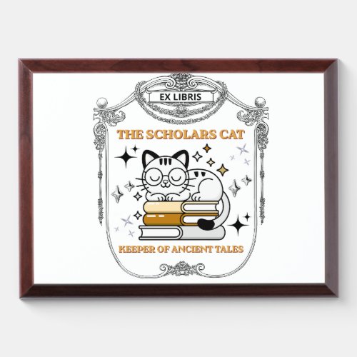 Ex Libris Scholar Cat Dark Academia Award Plaque