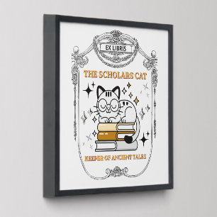 Ex Libris Scholar Cat Dark Academia Peel And Stick Photo Tile
