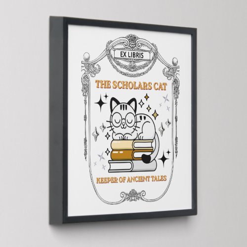 Ex Libris Scholar Cat Dark Academia Peel And Stick Photo Tile