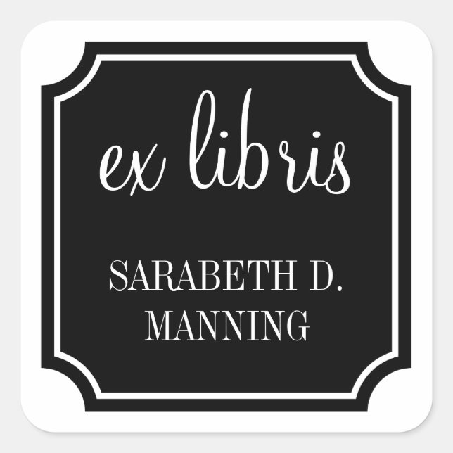 Ex Libris Square Mansard Border Bookplate (Front)