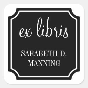 Ex Libris Square Mansard Border Bookplate