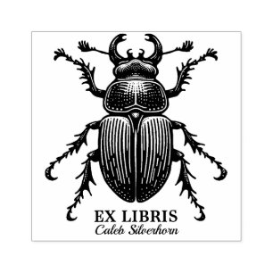 Ex Libris - Stag Beetle Rubber Stamp