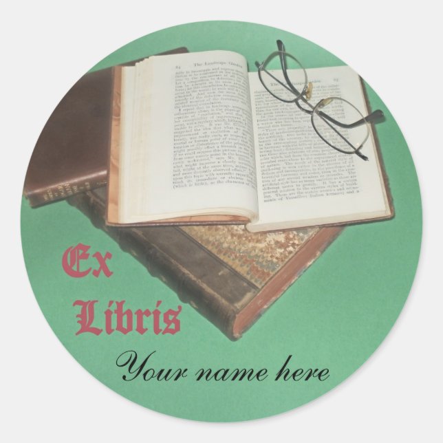 Ex Libris sticker, Classic Round Sticker (Front)
