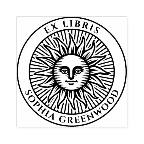 Ex Libris _ Sun Face 3 Rubber Stamp