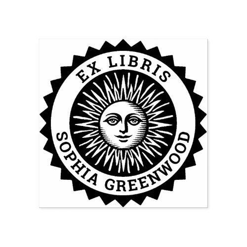 Ex Libris _ Sun Face Rubber Stamp