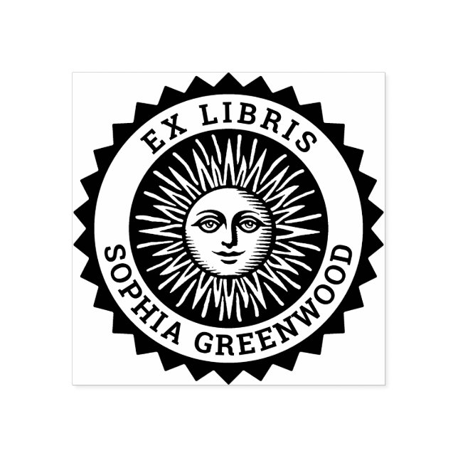 Ex Libris - Sun Face Rubber Stamp (Imprint)