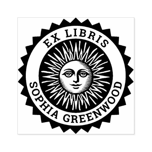 Ex Libris _ Sun Face Rubber Stamp