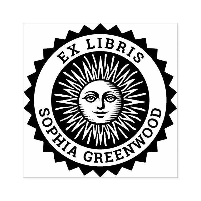 Ex Libris - Sun Face Rubber Stamp (Imprint)