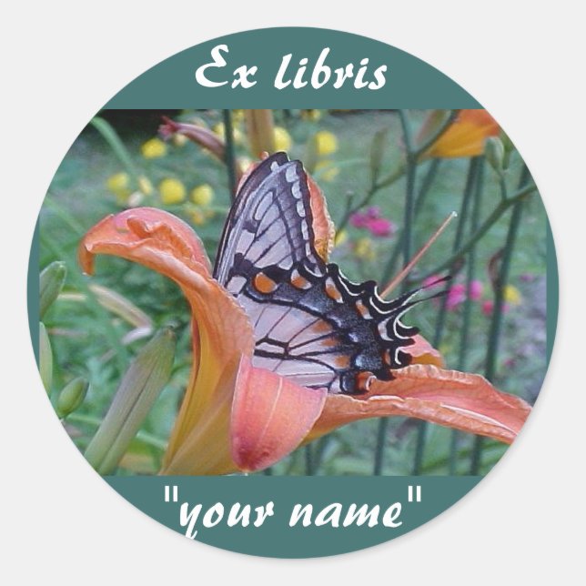Ex libris Swallowtail Butterfly Stickers Customize (Front)