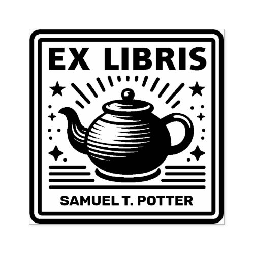 Ex Libris _ Tea Party Rubber Stamp