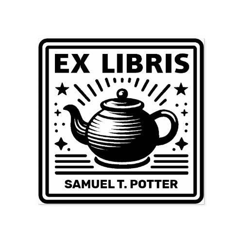 Ex Libris _ Tea Party Rubber Stamp