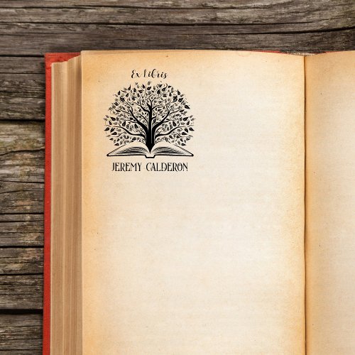 Ex Libris Tree This Book Belongs To Custom Name Rubber Stamp