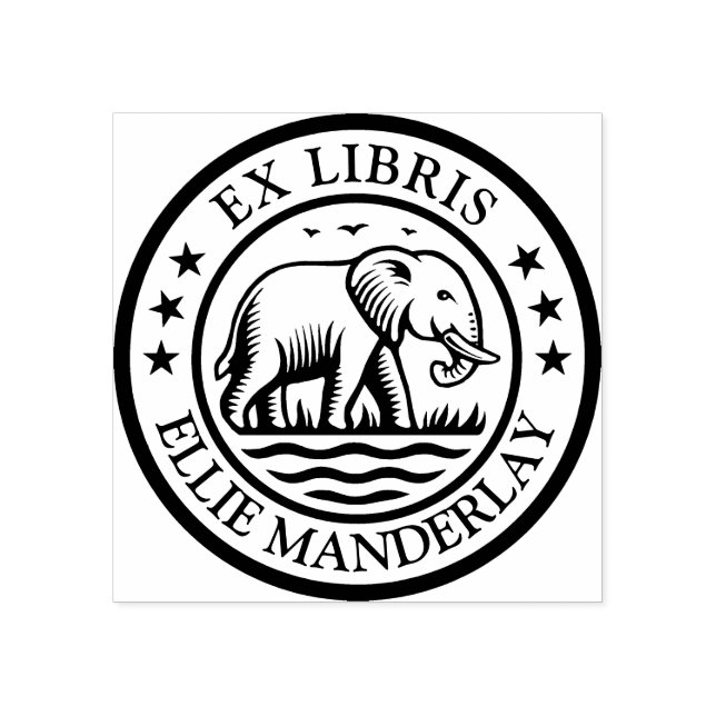 Ex Libris - Walking Elephant Rubber Stamp (Imprint)