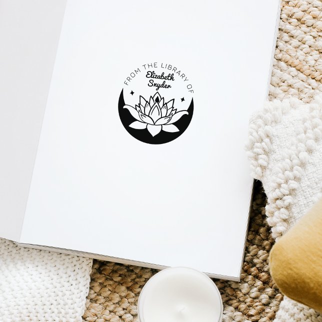 Ex Libris Zen Lotus Moon Book  Rubber Stamp (Creator Uploaded)