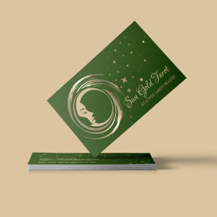 Ex Lover Tarot Reader Green celestial Business Card