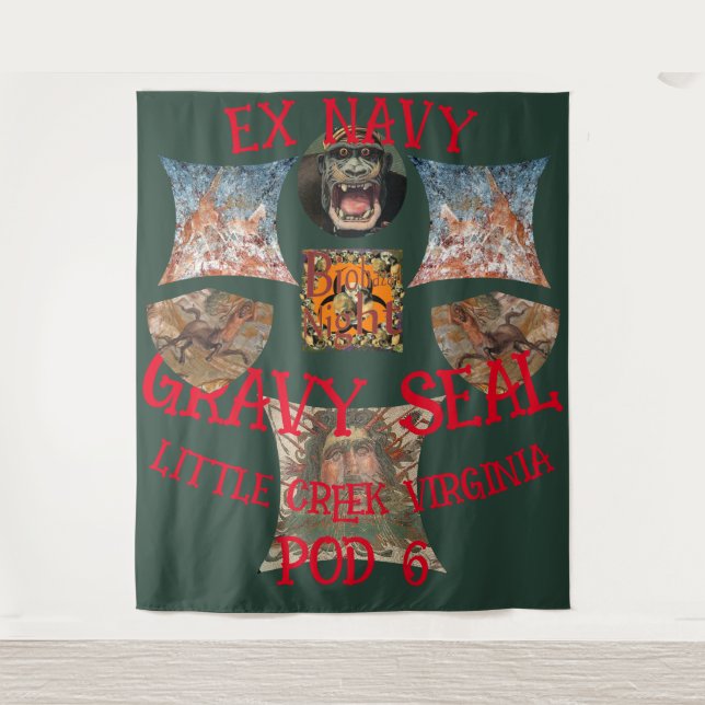 Ex Navy Elephant Seal POD 6 Little Creek Tapestry (Front)