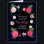 Ex Wife Birthday Beautiful Roses Cards<br><div class="desc">A dreamy rose covered birthday card for an ex-wife. A beautiful card full of flowers to give to your ex-wife. Pink roses on a scrolling framework over a dark background. So elegant and classic!  A gorgeous,  traditional birthday card that will give real joy.</div>