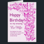 Ex Wife Birthday Butterflies Cards<br><div class="desc">A flurry of pink butterflies fills this birthday card for a n ex-wife with joy. A crowd of butterflies soaring upwards to tell your ex-wife how wonderful she is. She is sure to love the sentiment in this heartfelt message.</div>