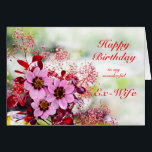Ex Wife Birthday Pink Flowers Cards<br><div class="desc">A birthday card for your ex-wife. Pink hellebore flowers,  also known as the christmas rose,  set against a background of red leaves from the cotinus shrub.</div>