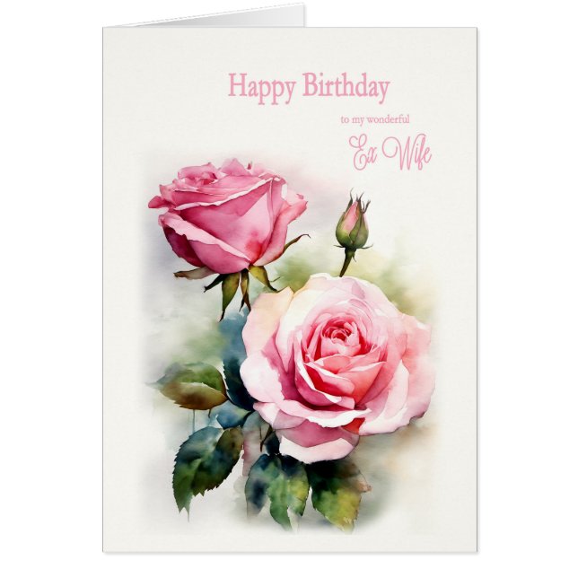 Ex Wife Birthday Roses Painted Watercolor  (Front)