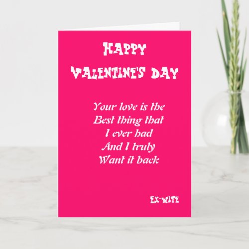 Ex_wife I want you back valentines day cards