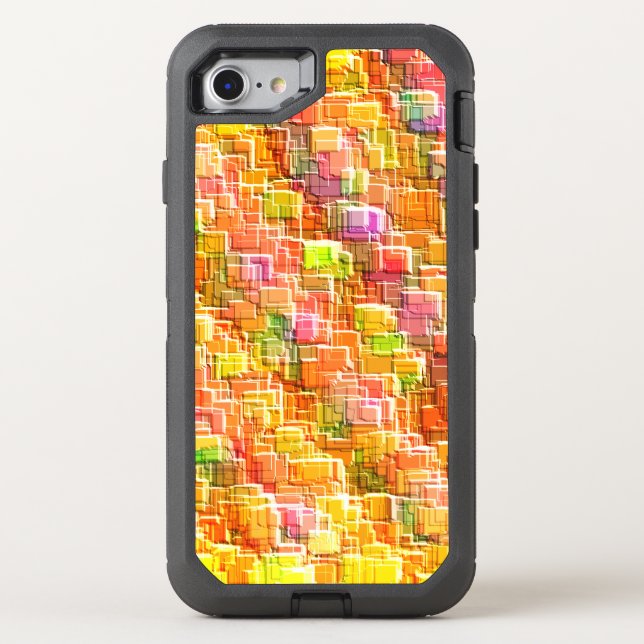 Exaggerated mess of embossed square overlays throw otterbox iPhone case (Back)