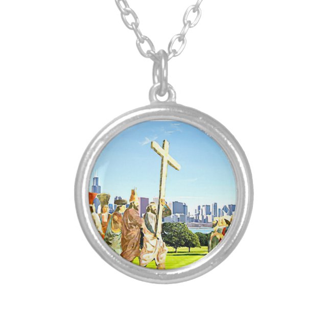 Exaltation of the Holy Cross   Silver Plated Necklace (Front)