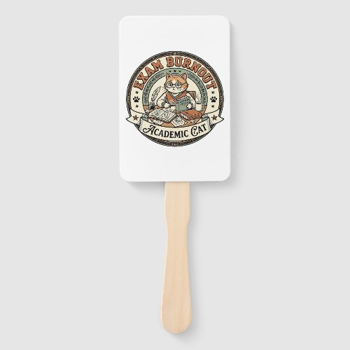 Exam Burnout Academic Cat Exam Burnout Academic Ca Hand Fan