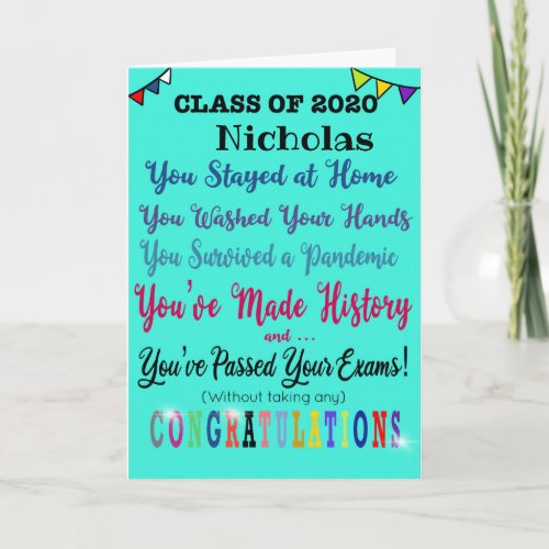 Exam Results Class of 2020 Card