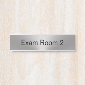 Exam Room 2 Silver and Black Text Template Door Sign
