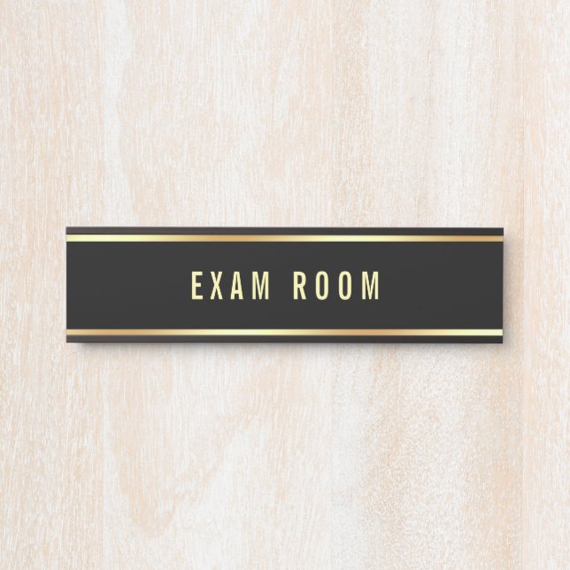 Exam Room Black Gold Customizable Text Template Door Sign (Front)