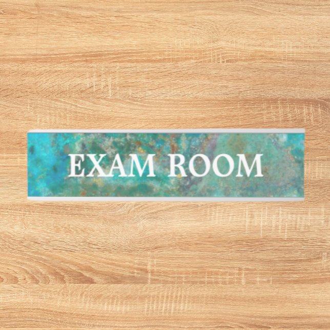 Exam Room Blue Mineral Stone Door Sign (In Situ Door)