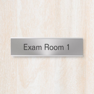 Exam Room Number Silver and Black Text Template Door Sign
