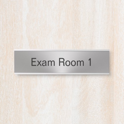 Exam Room Number Silver and Black Text Template Door Sign