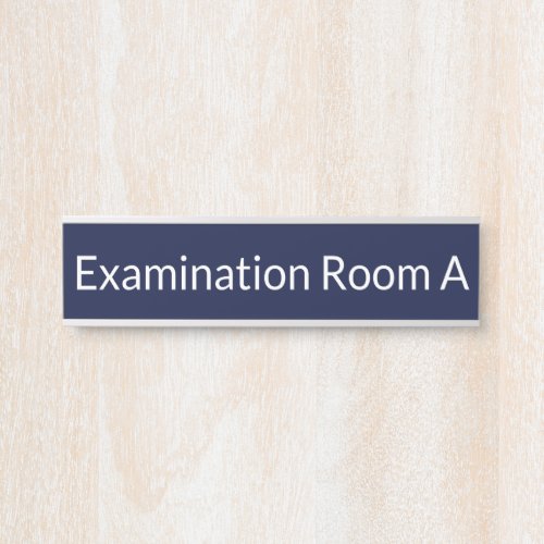 Examination Room Dark Blue and White Text Template Door Sign