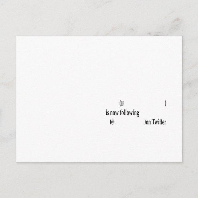 Example following on Twitter Add Text Postcard (Front)
