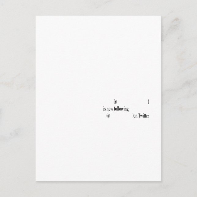 Example following on Twitter Add Text Postcard (Front)