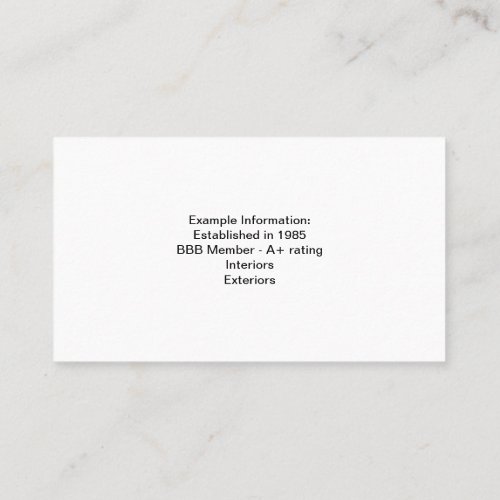 Example of a Business Card for a Painting Business