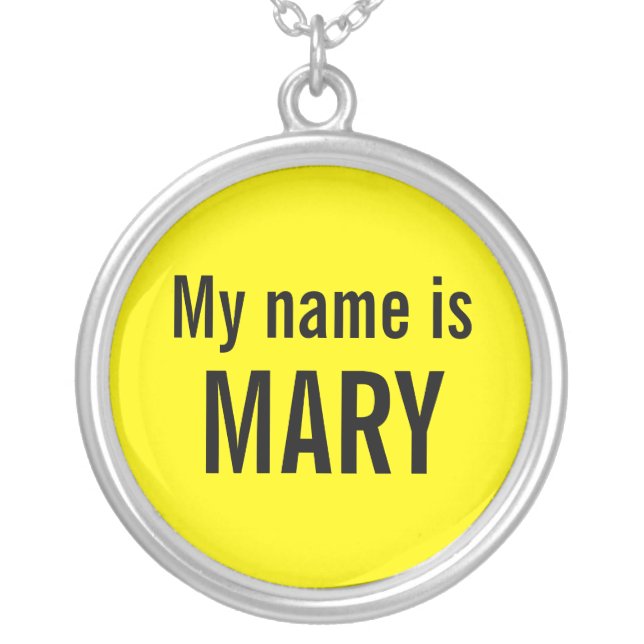EXAMPLE: ONLY COLOR / lemon + your text Silver Plated Necklace (Front)