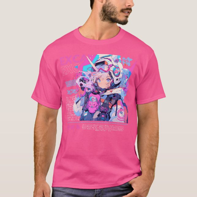 Exca Astronaut Cyberpunk Anime Girl T-Shirt (Front)