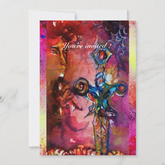 EXCALIBUR 1, bright red ,pink purple Invitation (Front)