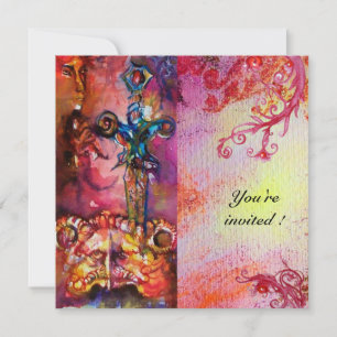 EXCALIBUR 3 , bright red ,pink purple Invitation