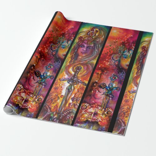 EXCALIBUR AND DURENDAL Magic Swords Watercolor  Wrapping Paper